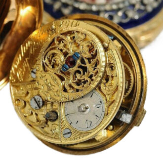 Swiss verge pocket watch with enamel medallion Circa 1770