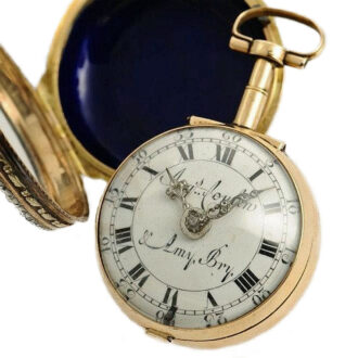 Swiss verge pocket watch with enamel medallion Circa 1770
