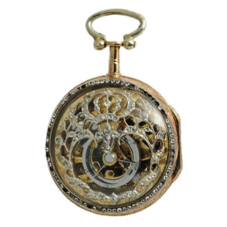 French 18k gold skeletonized verge pocket watch Circa 1780