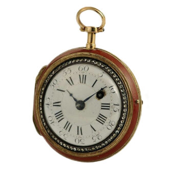 French rare two-coloured gold verge pocket watch Circa 1780