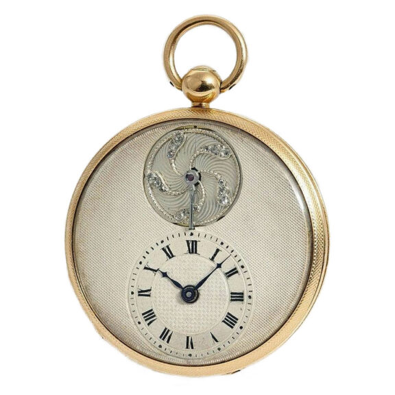 French pocket watch with diamond-set visible balance Circa 1800