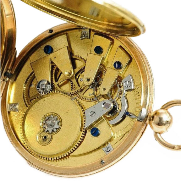 French pocket watch with diamond-set visible balance Circa 1800 French pocket watch with diamond-set visible balance Circa 1800