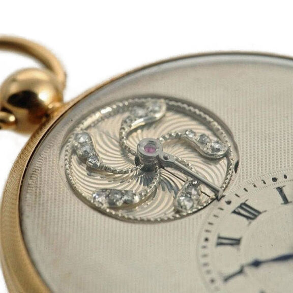 French pocket watch with diamond-set visible balance Circa 1800 French pocket watch with diamond-set visible balance Circa 1800