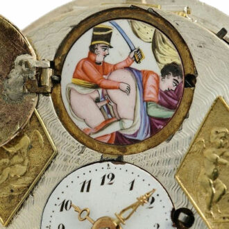 Austrian silver verge with concealed erotic scene Circa 1800