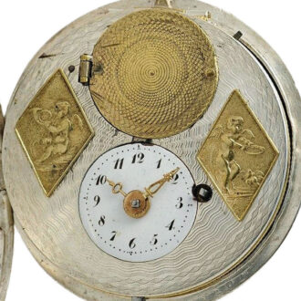 Austrian silver verge with concealed erotic scene Circa 1800