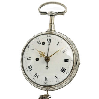 Swiss silver quarter repeating coach clock with alarm Circa 1750 Swiss silver quarter repeating coach clock with alarm Circa 1750