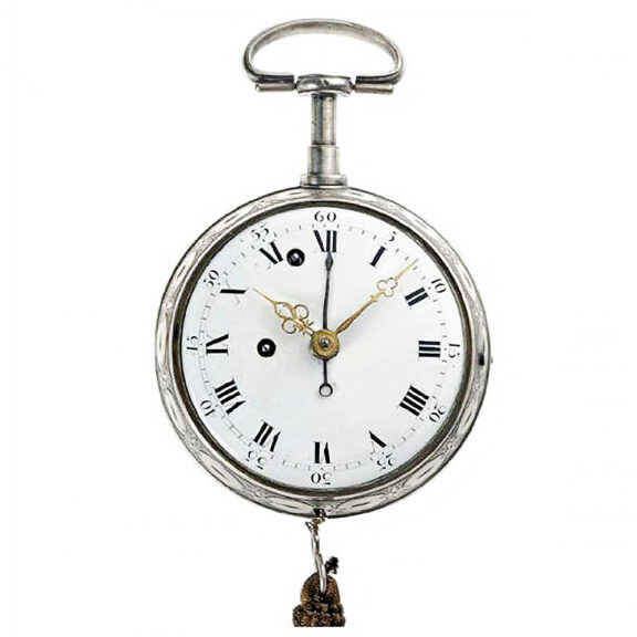 Swiss silver quarter repeating coach clock with alarm Circa 1750 Swiss silver quarter repeating coach clock with alarm Circa 1750