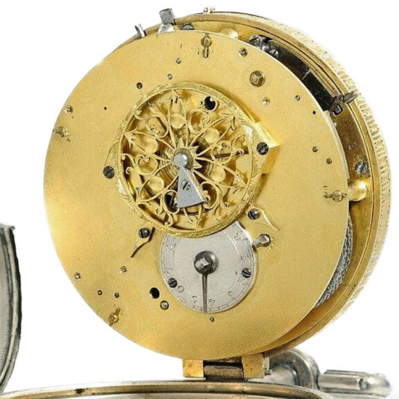 Swiss silver quarter repeating coach clock with alarm Circa 1750 Swiss silver quarter repeating coach clock with alarm Circa 1750