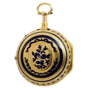 French gold enamel quarter repeating verge watch circa 1780