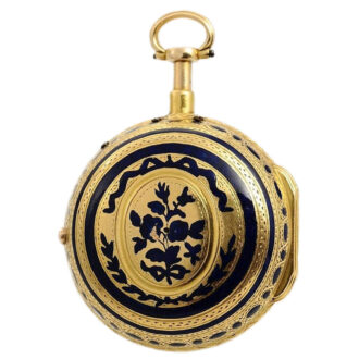 French gold enamel quarter repeating verge watch circa 1780