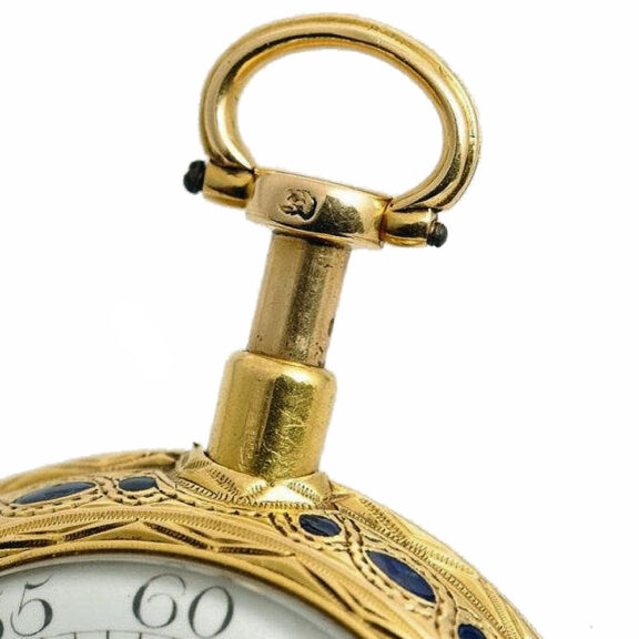French gold enamel quarter repeating verge watch circa 1780 French gold enamel quarter repeating verge watch circa 1780