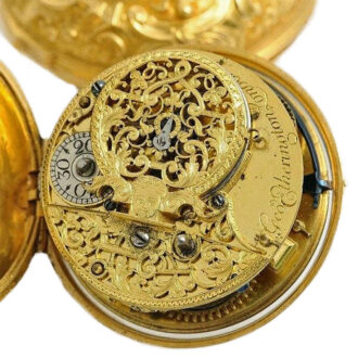 English pair cased verge with outer "repoussé" case Circa 1720