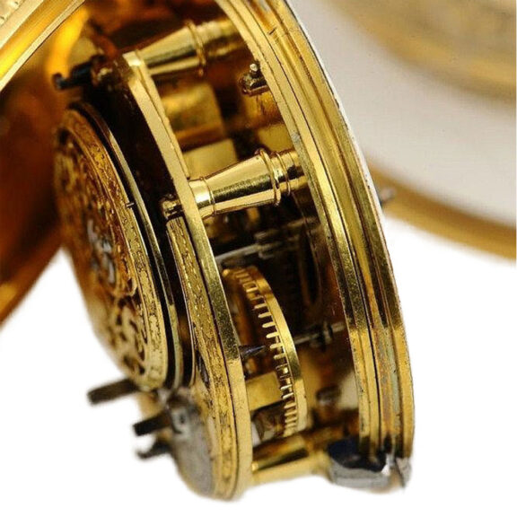 English gold verge with repousse decoration Circa 1744 English gold verge with repousse decoration Circa 1744