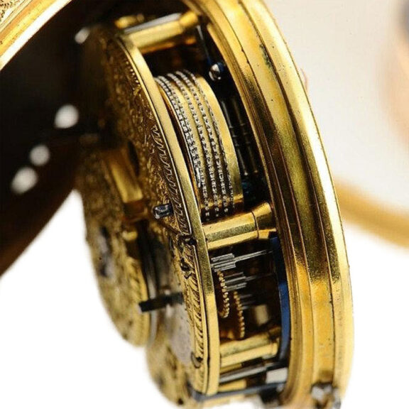 English gold pair cased half quarter repeating watch Circa 1777 English gold pair cased half quarter repeating watch Circa 1777