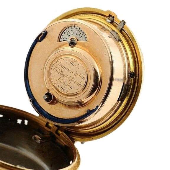 English gold pair cased half quarter repeating watch Circa 1777 English gold pair cased half quarter repeating watch Circa 1777