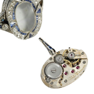 Swiss diamond-set and sapphire-set ring watch Circa 1910
