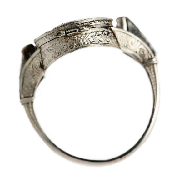 Swiss diamond-set and sapphire-set ring watch Circa 1910 Swiss diamond-set and sapphire-set ring watch Circa 1910