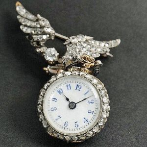 French diamond-set watch with matching brooch Circa 1900