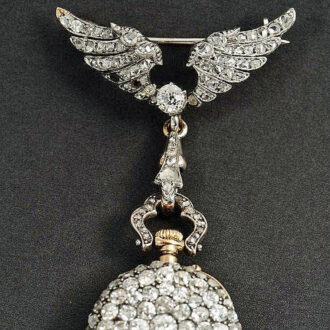French diamond-set watch with matching brooch Circa 1900