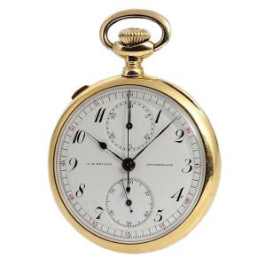 Swiss 18k gold chronograph for the American market circa 1910