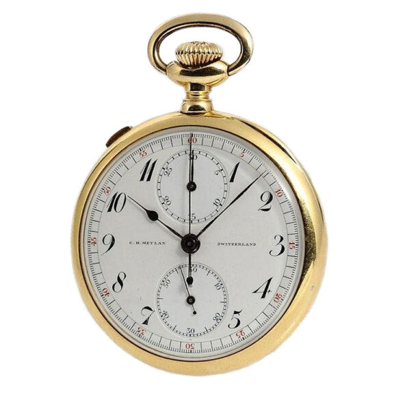 Swiss 18k gold chronograph for the American market circa 1910