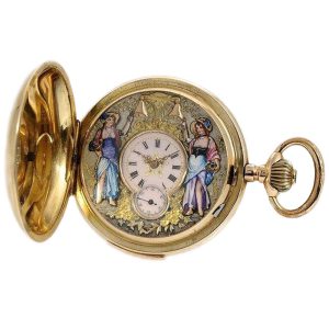 Swiss repeating pocket watch with 2 jacquemarts Circa 1885