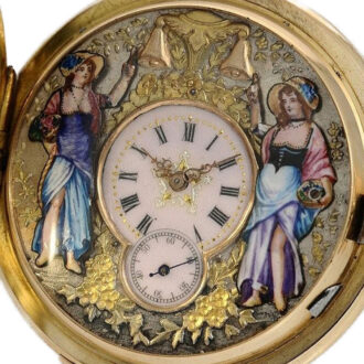 Swiss repeating pocket watch with 2 jacquemarts Circa 1885