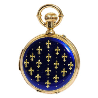 Swiss small 18k gold and blue enamel pocket watch Circa 1860