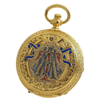 French gold lady's watch with enamel painting Circa 1850