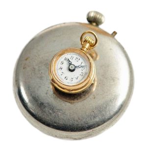 Extremely rare Swiss nickel and gold buttonhole watch Circa 1890