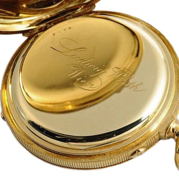 Swiss gold pocket watch with dedication engraving Circa 1900 Swiss gold pocket watch with dedication engraving Circa 1900