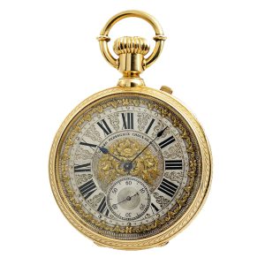 Swiss gold decorative double faced pocket watch Circa 1888