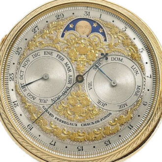 Swiss gold decorative double faced pocket watch Circa 1888 Swiss gold decorative double faced pocket watch Circa 1888