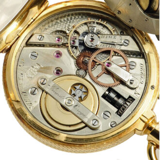 Swiss gold decorative double faced pocket watch Circa 1888 Swiss gold decorative double faced pocket watch Circa 1888