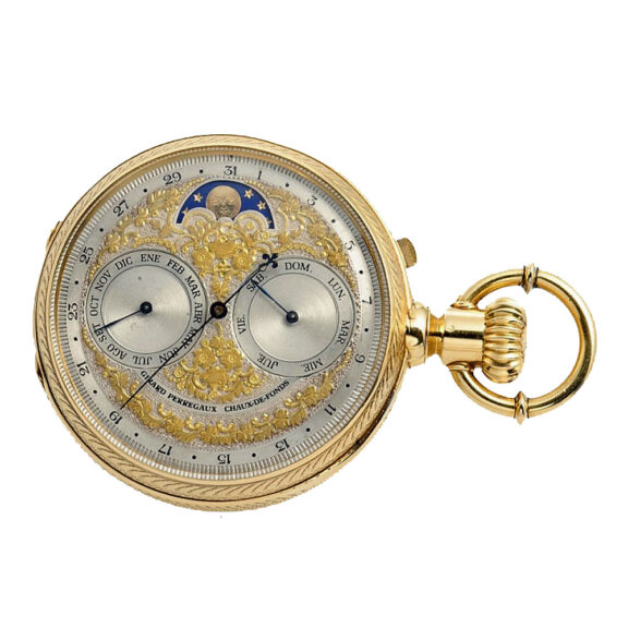 Swiss gold decorative double faced pocket watch Circa 1888 Swiss gold decorative double faced pocket watch Circa 1888