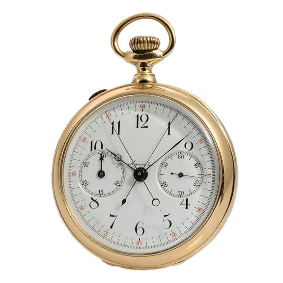 Swiss gold split seconds chronograph pocket watch Circa 1910