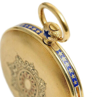 Swiss gold enamel hunting cased watch with portrait Circa 1868