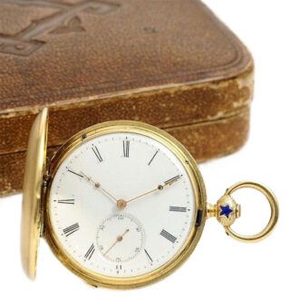Swiss gold enamel hunting cased watch with portrait Circa 1868