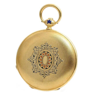 Swiss gold enamel hunting cased watch with portrait Circa 1868