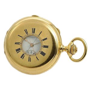 Swiss gold half hunter split seconds chronograph Circa 1894