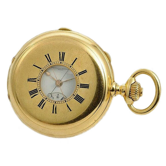 Swiss gold half hunter split seconds chronograph Circa 1894