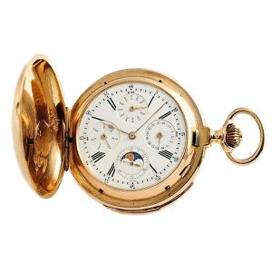 Swiss gold repeater with calendar and moon phase Circa 1900