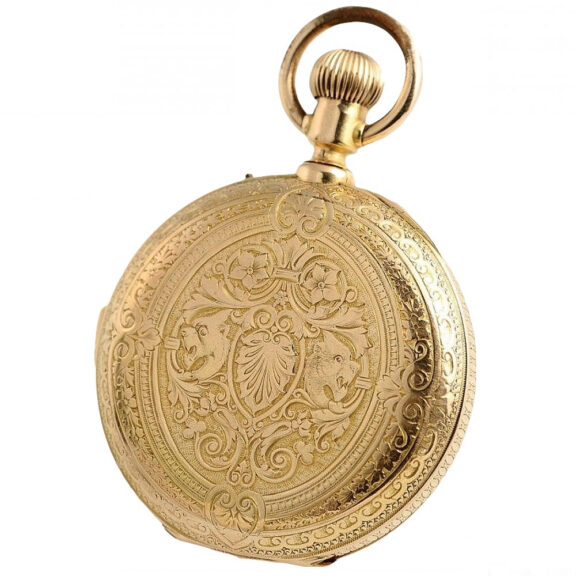 Swiss repeater in a lavishly ornamented gold case Circa 1880 Swiss repeater in a lavishly ornamented gold case Circa 1880