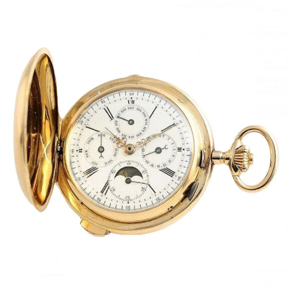 Swiss quarter repeater with calendar and moon phase Circa 1895