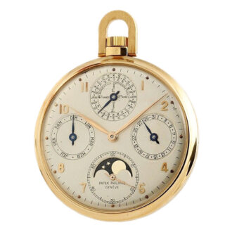 Swiss watch with perpetual calendar and moon phase Circa 1960