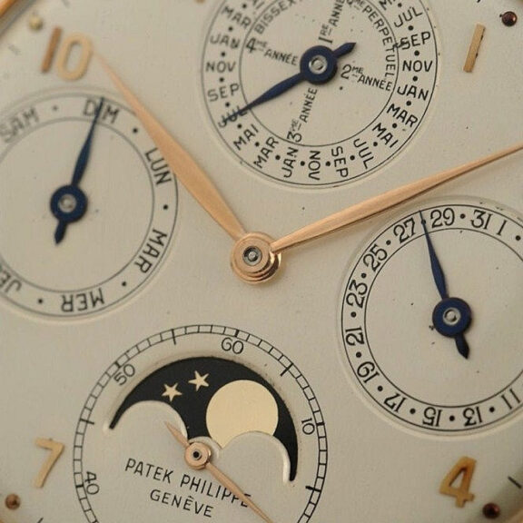 Swiss watch with perpetual calendar and moon phase Circa 1960 Swiss watch with perpetual calendar and moon phase Circa 1960