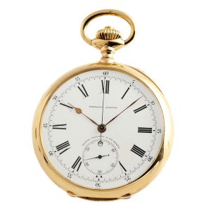 Swiss gold Geneva pocket watch with chronograph Circa 1905