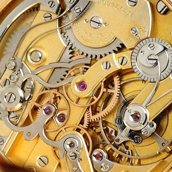Swiss gold Geneva pocket watch with chronograph Circa 1905 Swiss gold Geneva pocket watch with chronograph Circa 1905