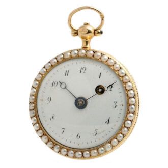 French half pearl-set miniature gold enamel watch Circa 1810