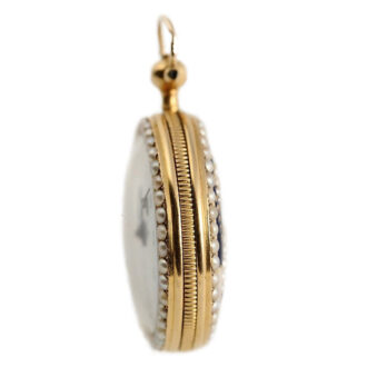 French half pearl-set miniature gold enamel watch Circa 1810